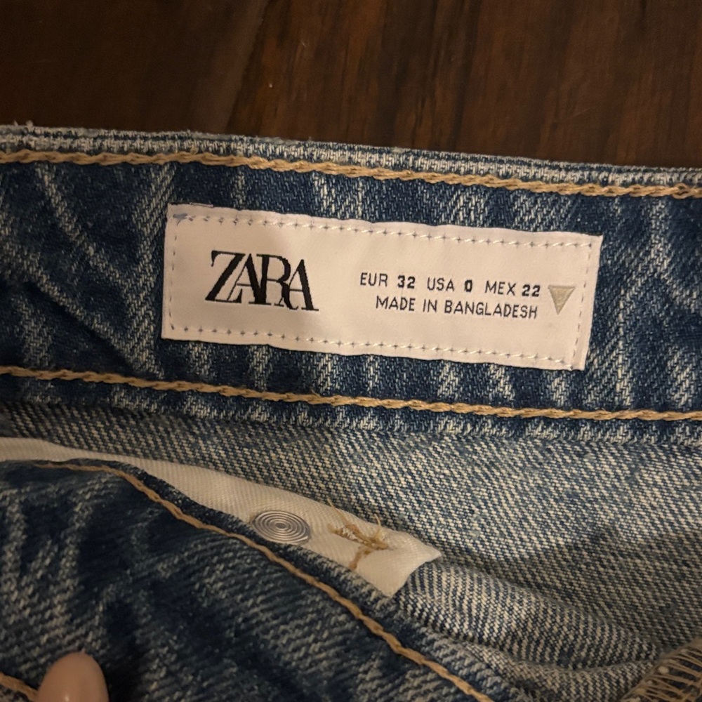 Zara Blue Distressed Jean Shorts - Picture 2 of 3